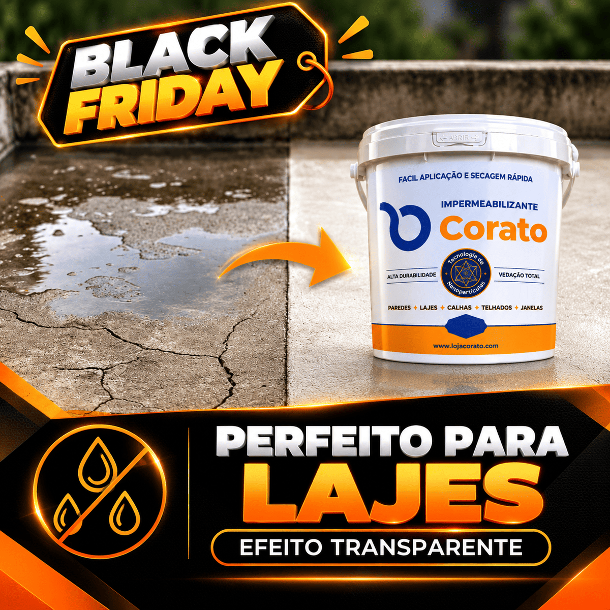 BLACK FRIDAY COMPRE 1, LEVE 2: Impermeabilizante Corato 1 litro