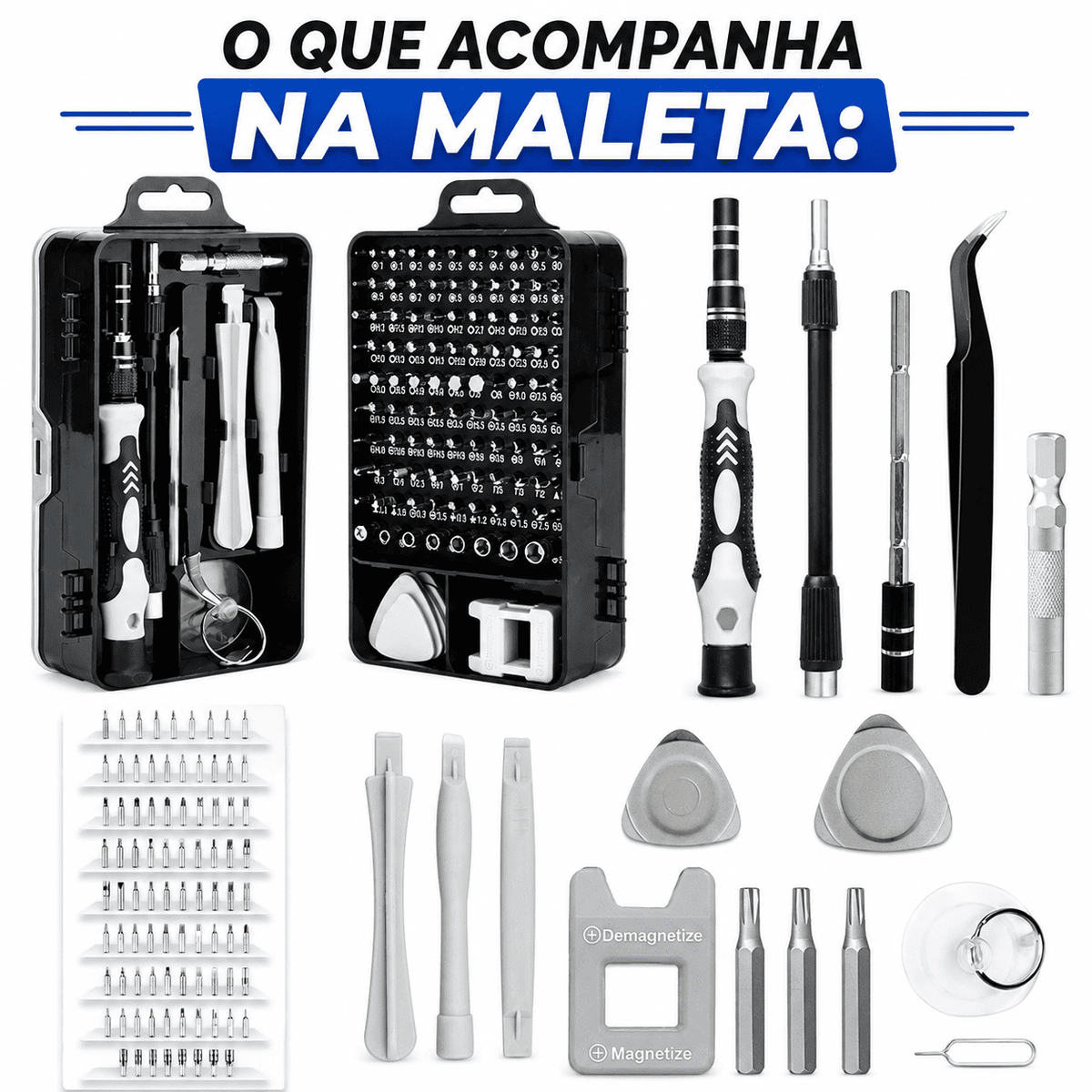 Kit Ferramentas 115 em 1 – Completo para Reparos de Precisão