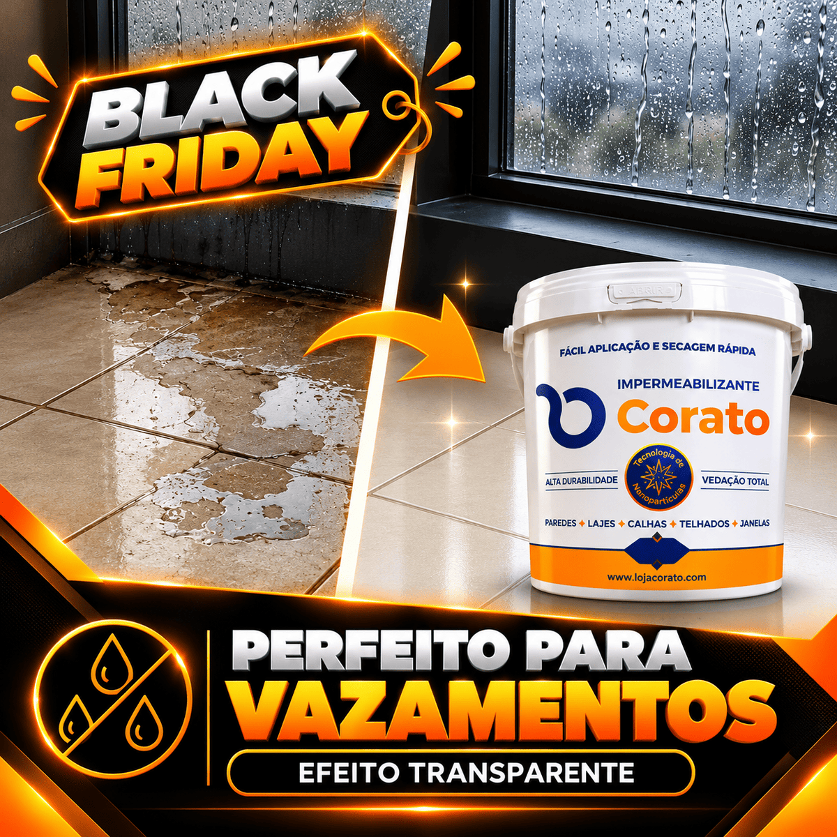 BLACK FRIDAY COMPRE 1, LEVE 2: Impermeabilizante Corato 1 litro