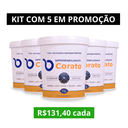 Kit com 5 - Impermeabilizante Multiuso Corato 1 Litro
