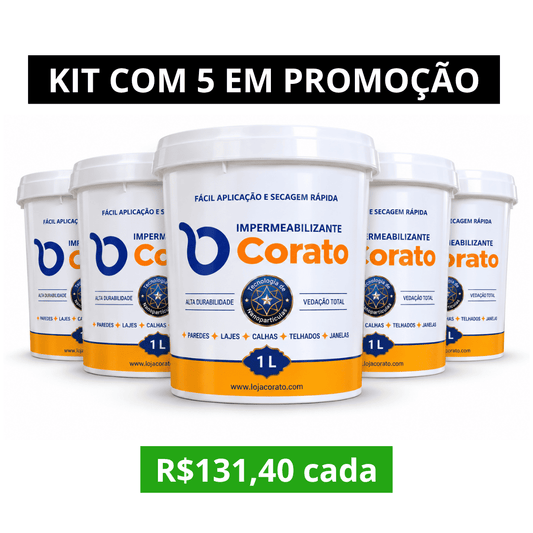 Kit com 5 - Impermeabilizante Multiuso Corato 1 Litro