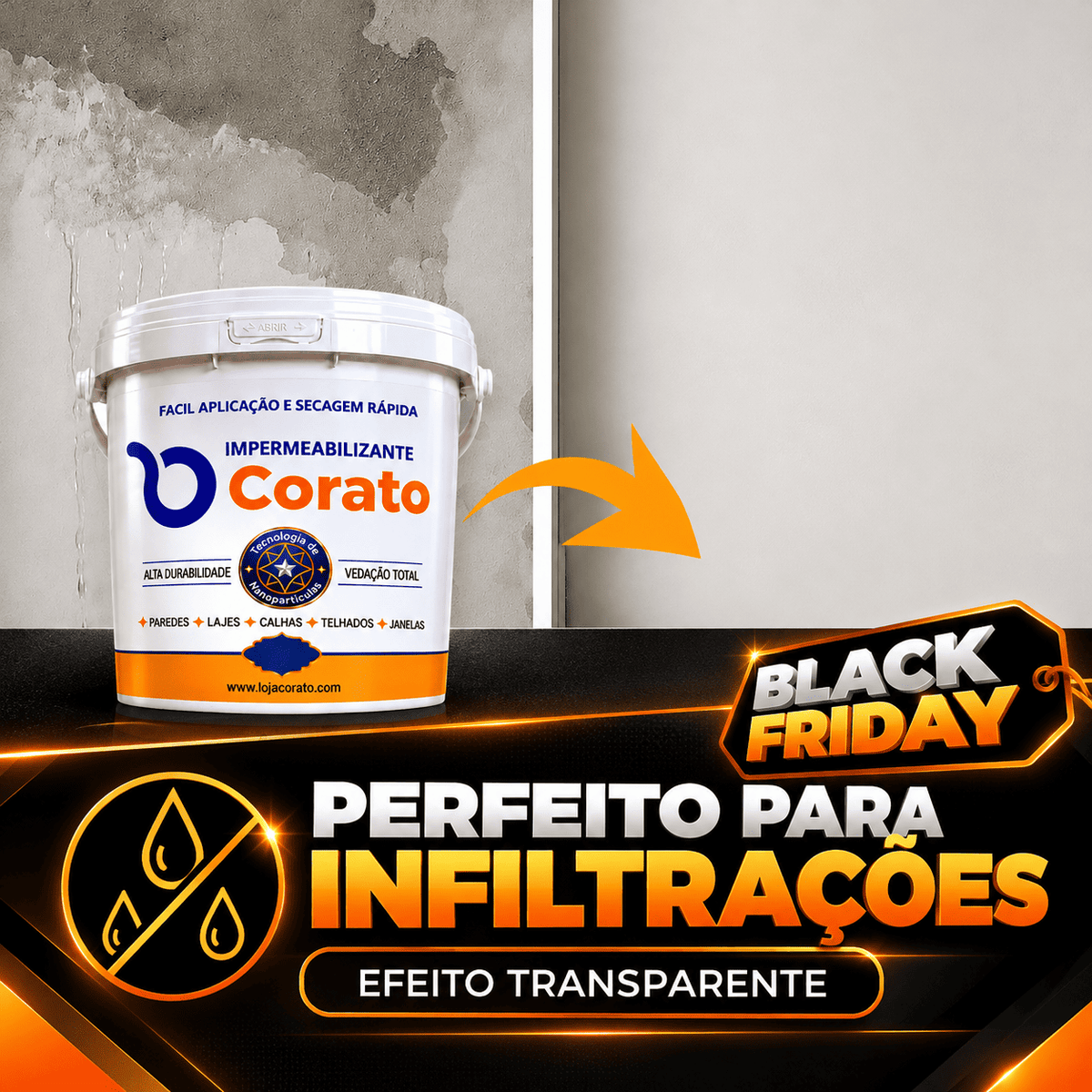 BLACK FRIDAY COMPRE 1, LEVE 2: Impermeabilizante Corato 1 litro