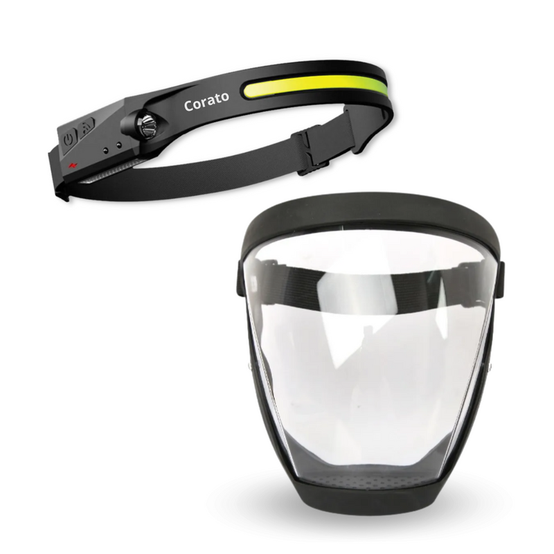 KIT Máscara Protetora Fácil + Lanterna de Cabeça Impermeável