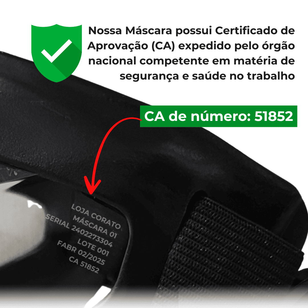 Máscara Protetora Facial (COM CERTIFICADO DE APROVAÇÃO)