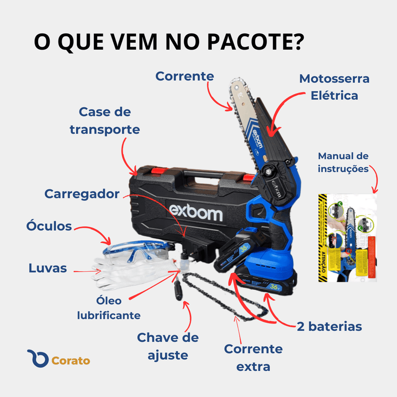 NOVA Motosserra Elétrica a Bateria + BRINDES