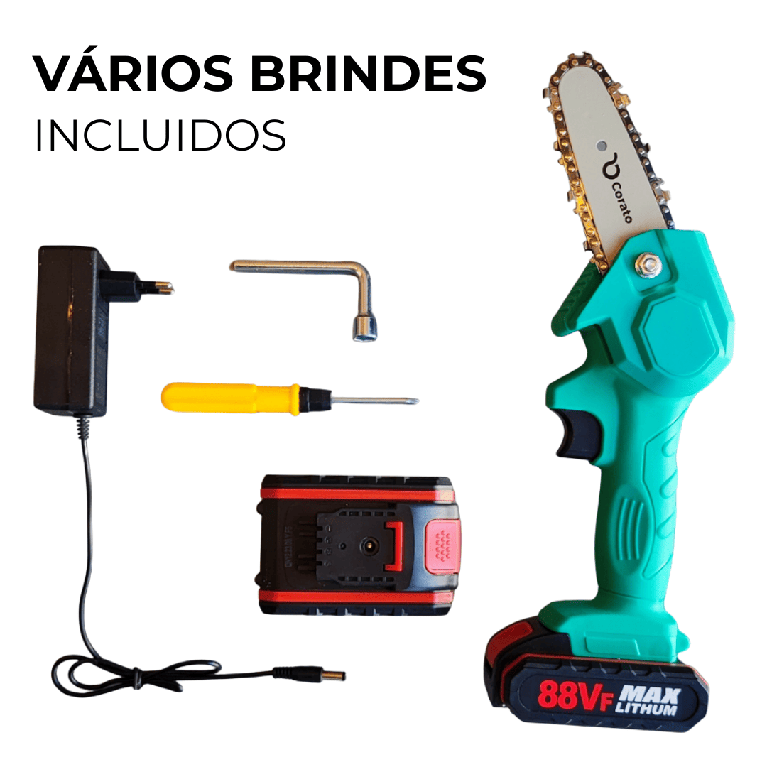 Motosserra Elétrica a Bateria + BRINDES EXTRAS