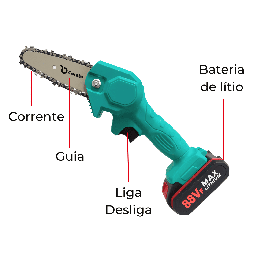 Motosserra Elétrica a Bateria + BRINDES EXTRAS