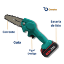 Motosserra Elétrica a Bateria + 1 bateria extra de brinde